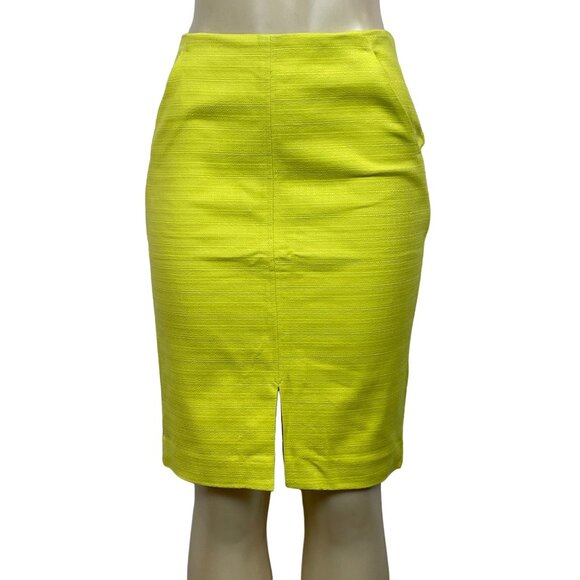 Loft Women's Neon Yellow Knee Length Pencil Skirt Sz 4 - Picture 1 of 7